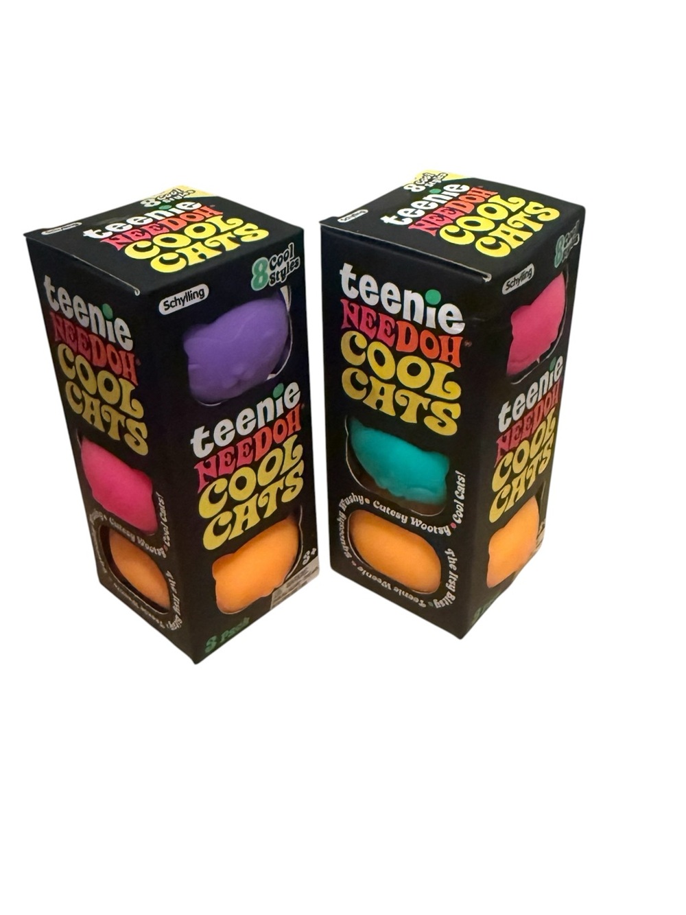 Teenie Needoh Cool Cats Stress Toy - Purple, Pink, Teal, Orange